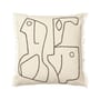 Figure Cushion cover textile white / 50 x 50 cm - Hand-embroidered pattern - Ferm Living