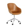 About a chair AAC155 Armchair on casters leather brown / Padded - Full Leather - Hay