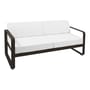 Canapé de jardin 2 places Bellevie métal marron / L 160 cm - Tissu blanc grisé - Fermob