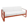 Divano da giardino a 2 posti Bellevie metallo arancione / L 160 cm - Tessuto bianco grigio - Fermob