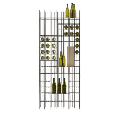 SMH LINE® Mensola da parete doppia in metallo/legno Art Decor nero, 8 bottiglie, design da parete per la cucina, portabottiglie, da appendere a parete, per bottiglie di vino