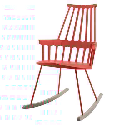 Kartell Comback Rocking chair wood orangy red Made In Design UK