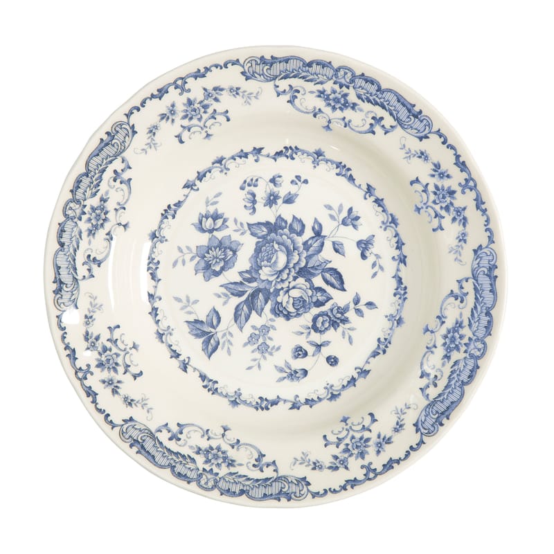 Table et cuisine - Assiettes - Assiette creuse Rose céramique blanc bleu / Ø 23,3 cm - Bitossi Home - Bleu - Céramique Ironstone
