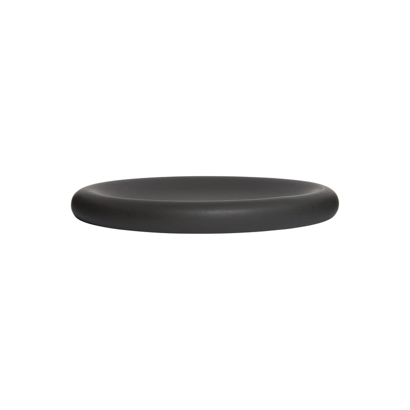 Table et cuisine - Assiettes - Assiette Dough céramique noir / Ø 38 x H 3,7 cm - TOOGOOD - Charbon - Grès émaillé