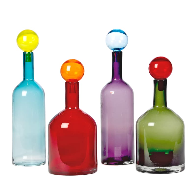 Table et cuisine - Carafes et décanteurs - Carafe Bubbles & Bottles verre multicolore / Verre - Set de 4 / H 44 cm - Pols Potten - Multicolore - Verre teinté dans la masse