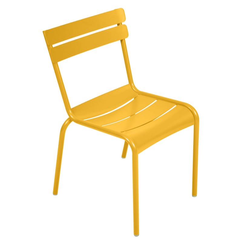 Mobilier - Chaises, fauteuils de salle à manger - Chaise empilable Luxembourg métal jaune / Aluminium - Fermob - Miel texturé - Aluminium