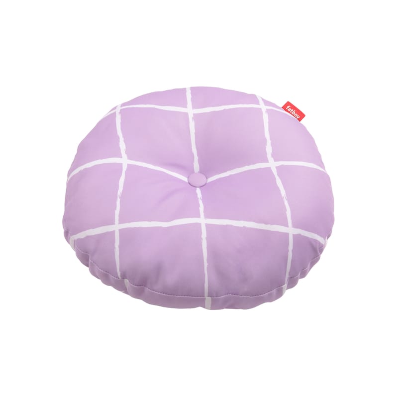 Décoration - Coussins - Coussin d\'extérieur Circle tissu violet / Ø 50 cm - Fatboy - Sunset / Violet & blanc - Mousse polyester, Tissu polyester