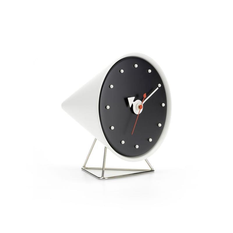 Décoration - Horloges  - Horloge à poser Desk Clock - Cone Clock plastique blanc / By George Nelson, 1947-1953 - Vitra - Blanc & noir - Polyuréthane