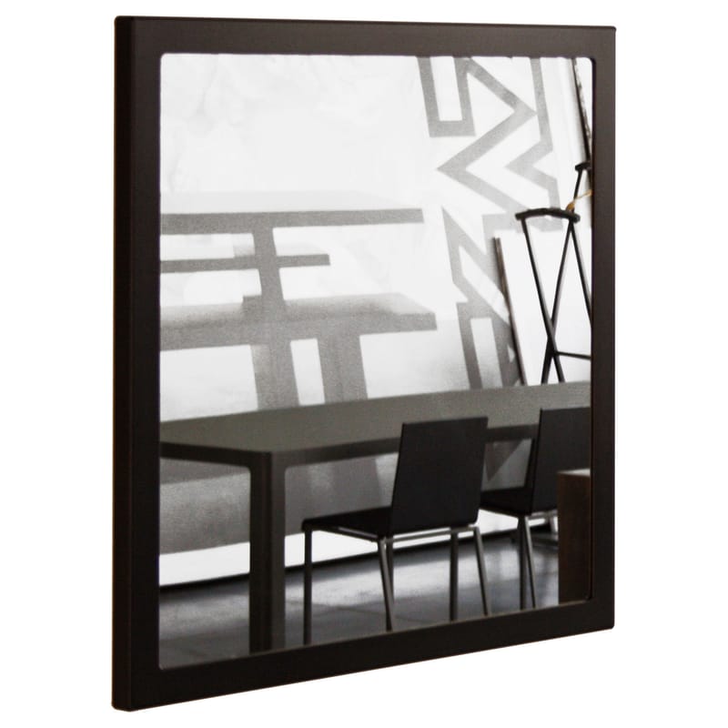 Mobilier - Miroirs - Miroir mural Little Frame métal noir miroir / 90 x 90 cm - Zeus - Phosphaté noir - Tôle d’acier naturelle