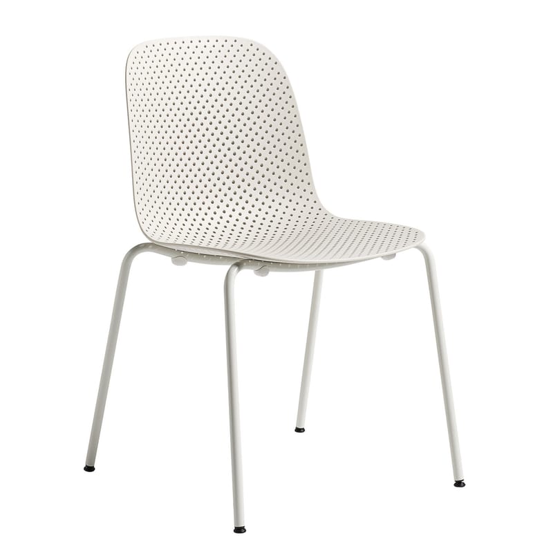 Möbel - Stühle  - Stapelbarer Stuhl 13eighty plastikmaterial weiß / Kunststoff, perforiert - Hay - Weiß - Epoxid-lackierter Stahl, Perforiertes Polypropylen