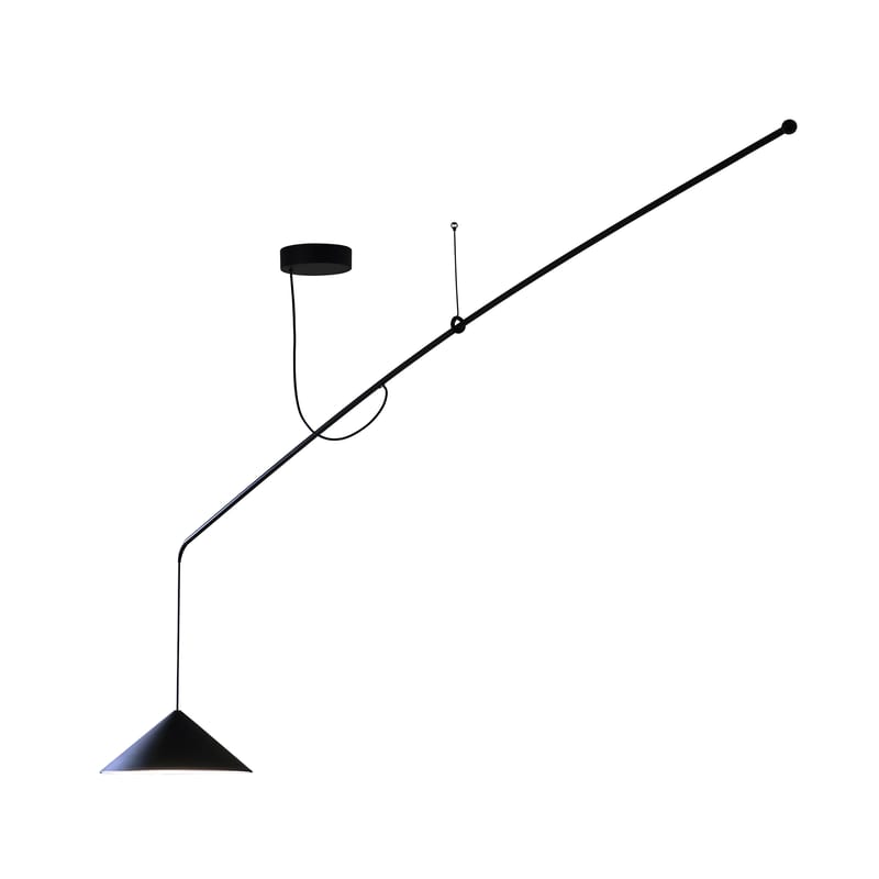 Luminaire - Suspensions - Suspension Vela 22 LED métal noir / Orientable / L 260 cm - Martinelli Luce - Noir - Aluminium peint