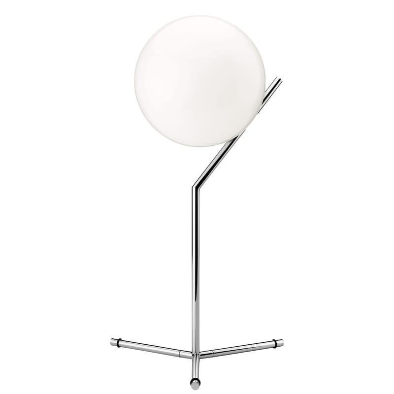 Lighting - Table Lamps - IC T1 High Table lamp glass metal H 53 cm - Flos - Chromed - Blown glass, Chromed steel