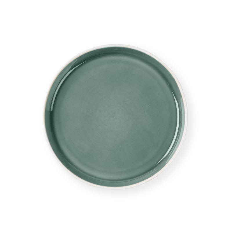 Table et cuisine - Assiettes - Assiette à dessert  céramique vert / Ø 22 cm - Grès bicolore - Au Printemps Paris - Kaki clair / Blanc mat - Grès