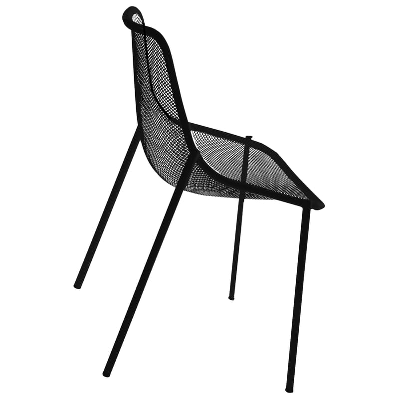 Mobilier - Chaises, fauteuils de salle à manger - Chaise empilable Round métal noir - Emu - Noir - Acier