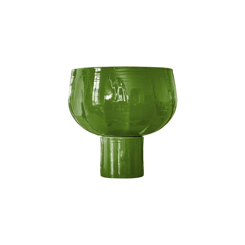 Table et cuisine - Plateaux et plats de service - Coupe Emy céramique vert / Ø 29 x H 31 cm - Fait main - POPUS EDITIONS - Vert - Céramique