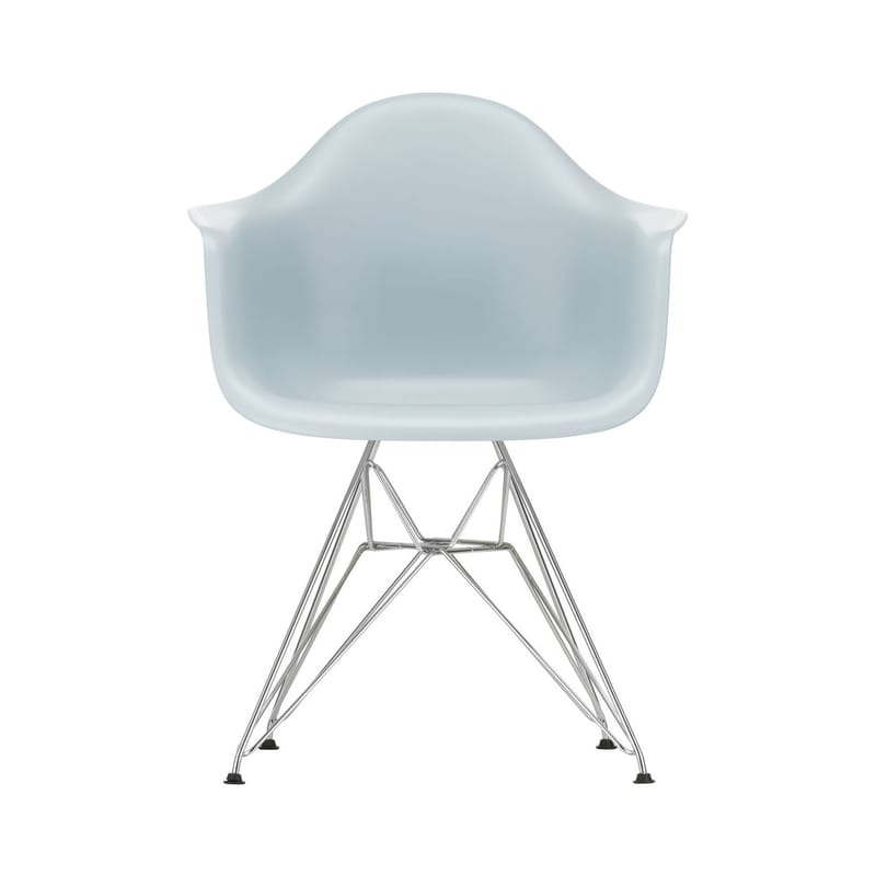 Mobilier - Chaises, fauteuils de salle à manger - Fauteuil DAR - Eames Plastic Armchair plastique bleu gris / (1950) - Pieds chromés - Vitra - Gris bleuté / Pieds chromés - Acier chromé, Polypropylène
