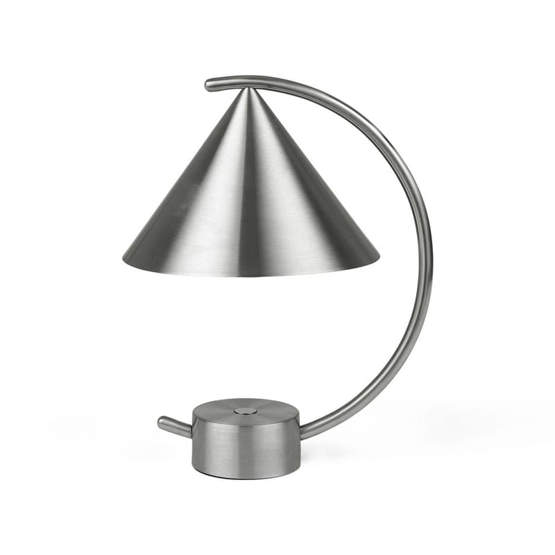 Luminaire - Lampes de table - Lampe sans fil rechargeable Meridian gris argent métal / Métal - H 26 cm - Ferm Living - Acier brossé - Acier inoxydable