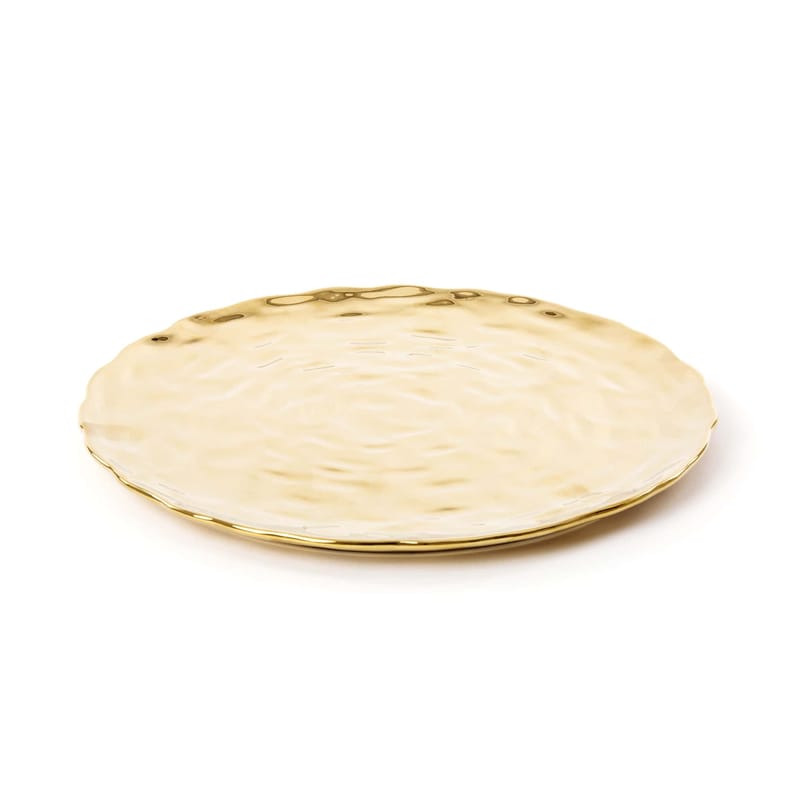 Tavola - Piatti  - Piatto Fingers ceramica oro / Ø 29 cm - Seletti - Dorato - Porcellana