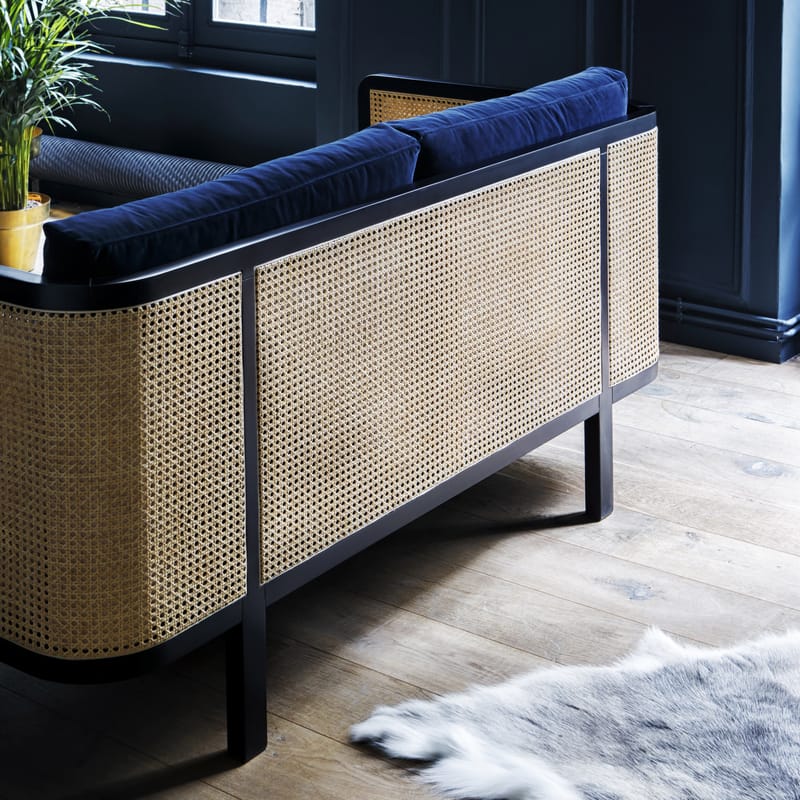 Black cane sofa cheap