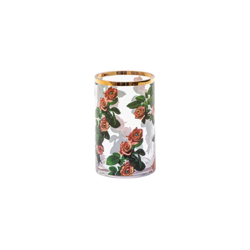 Décoration - Vases - Vase Toiletpaper - Roses verre multicolore / Small - Ø 9 x H 14 cm / Détail or 24K - Seletti - Roses - Or véritable, Verre
