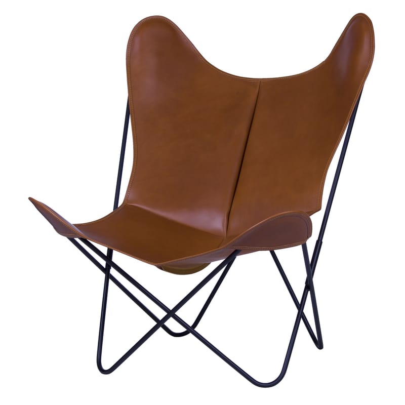 Product selections - Modern nature - AA Butterfly Armchair - Leather / Black structure by AA-New Design - Black frame / Brown leather - Lacquered steel, Leather