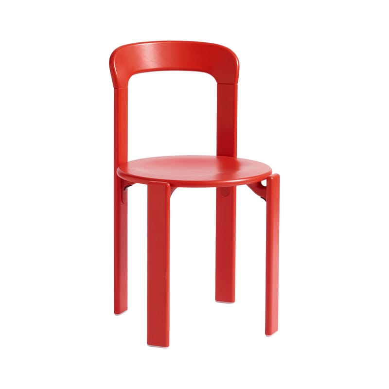 Mobilier - Chaises, fauteuils de salle à manger - Chaise empilable Rey bois rouge / By Bruno Rey x Dietiker, 1971 - Hay - Rouge Scarlet - Contreplaqué de hêtre, Hêtre massif