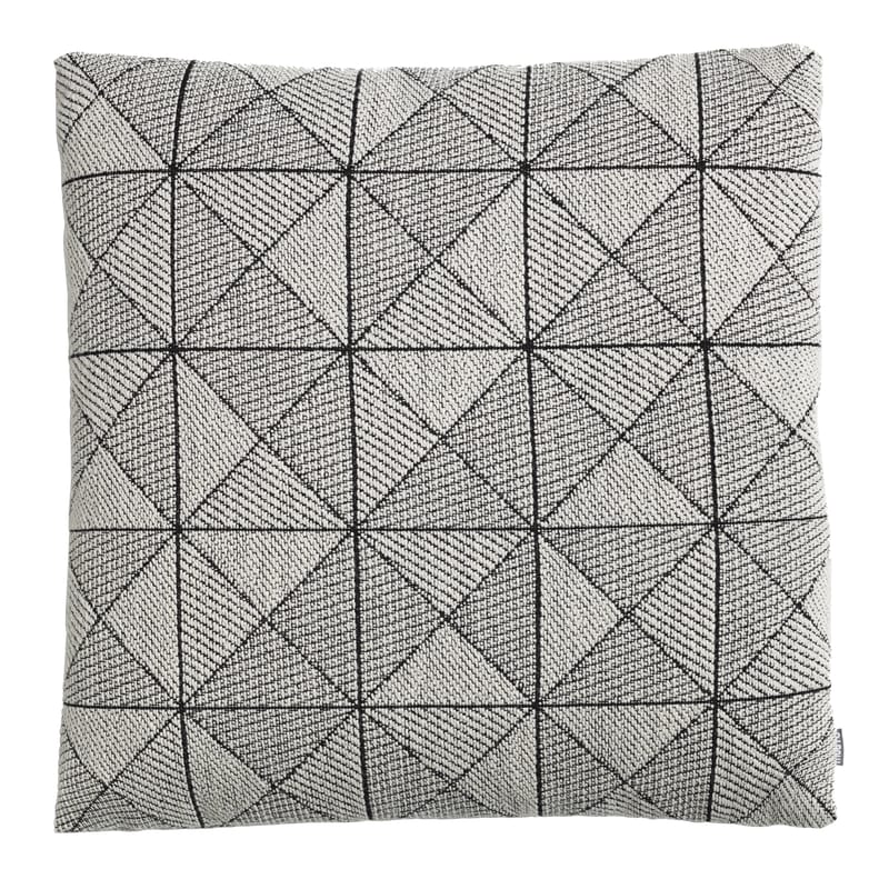 Décoration - Coussins - Coussin Tile tissu blanc noir / 50 x 50 cm - Muuto - Blanc -  Plumes, Fibre polyester, Laine vierge