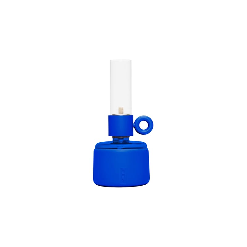 Décoration - Bougeoirs, photophores - Lampe à huile Flamtastique XS 2.0 plastique bleu / Pour l\'intérieur - Ø 10,5 x H 22,5 cm - Fatboy - Bleu Flash - Aluminium, Silicone, Verre