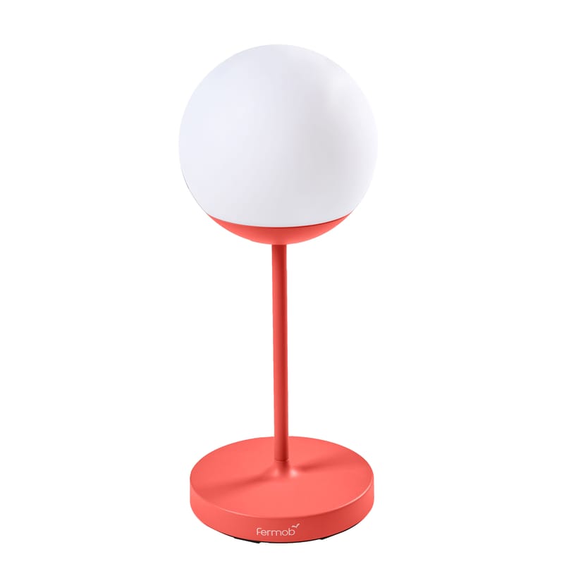 Luminaire - Luminaires d\'extérieur - Lampe extérieur sans fil rechargeable Mooon! métal plastique rose orange / H 63 cm - Bluetooth - Fermob - Capucine - Aluminium, Polyéthylène