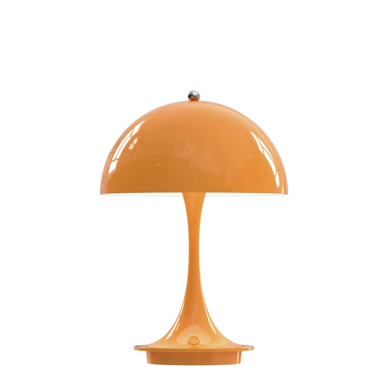 Luminaire - Lampes de table - Lampe sans fil rechargeable Panthella Portable Metal LED / LED - Abat-jour métal - H 23 cm / USB - Louis Poulsen - Orange (métal) - Acier, Fonte d\'aluminium