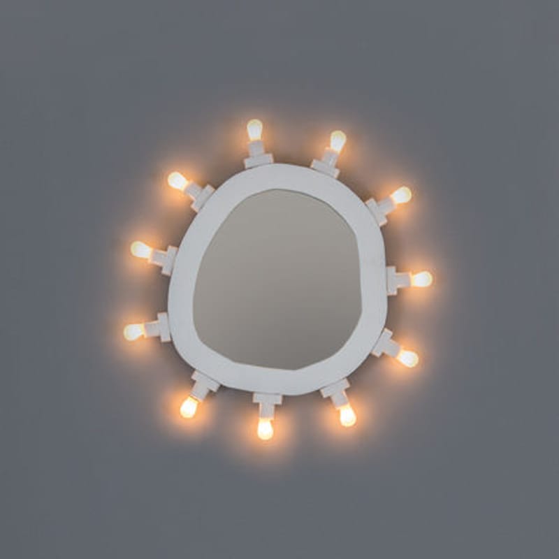 Luminaire - Appliques - Miroir lumineux Luminaire Small verre blanc / 30 x 32 cm - Ampoules incluses - Seletti - Small / Blanc - MDF peint, Verre