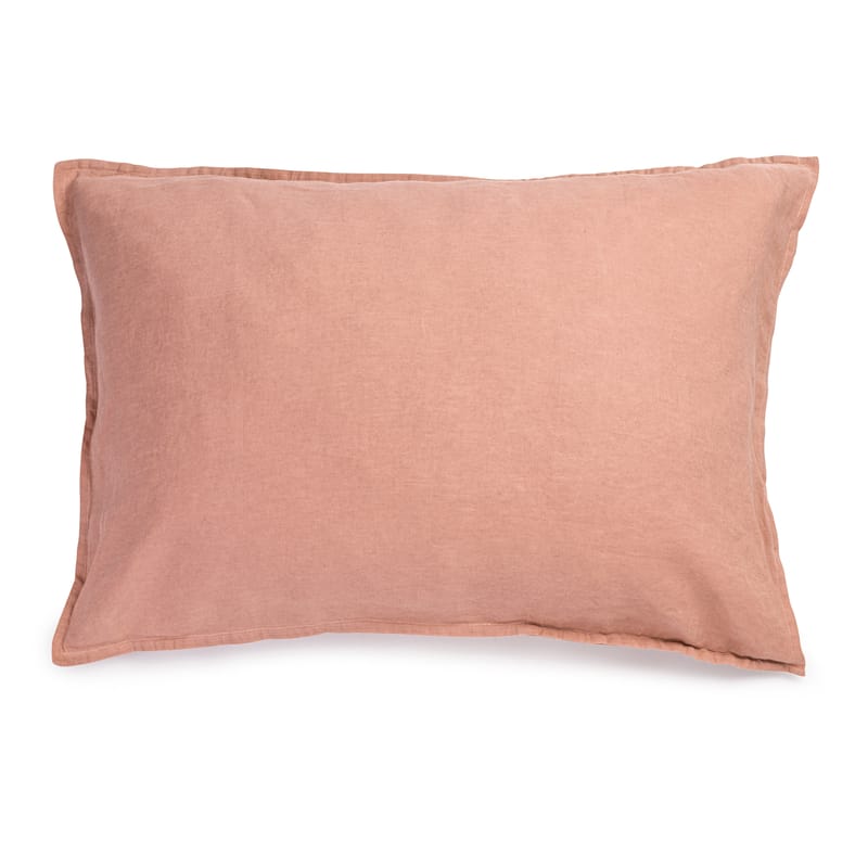 Décoration - Textile - Taie d\'oreiller 50 x 70 cm  tissu rose orange marron / Lin lavé - Au Printemps Paris - 50 x 70 cm / Terracotta - Lin lavé