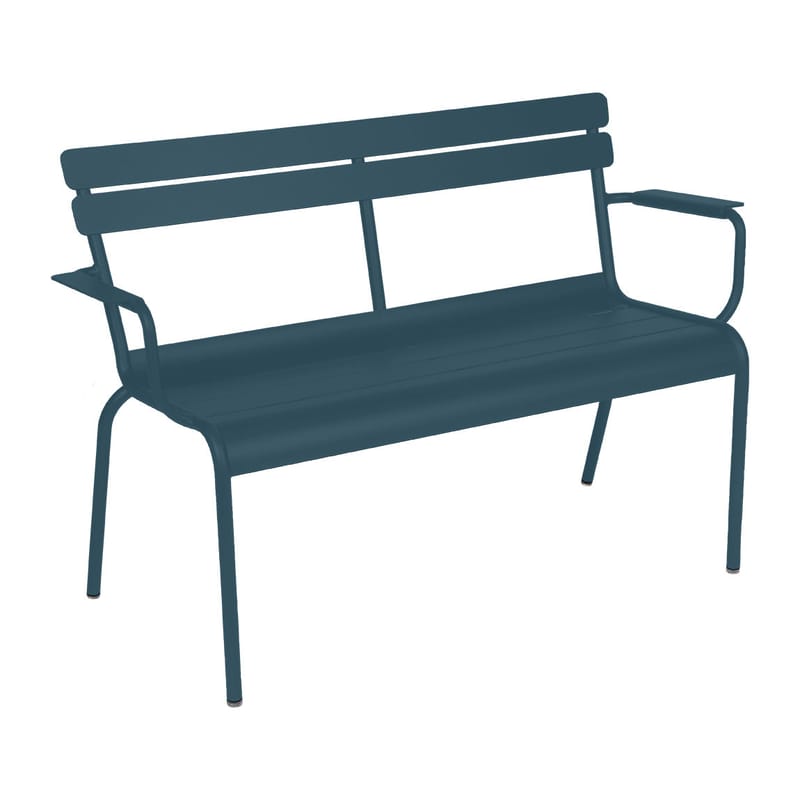 Möbel - Bänke - Bank mit Rückenlehne Luxembourg metall blau / 2-Sitzer - L 131 cm - Fermob - Acapulcoblau - Aluminium