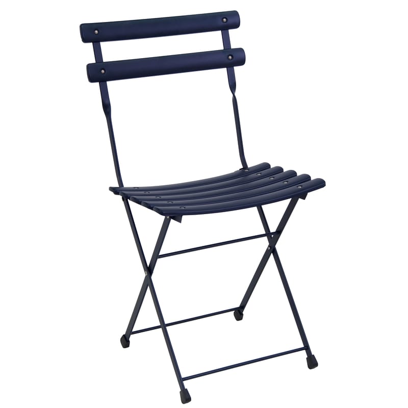 Mobilier - Chaises, fauteuils de salle à manger - Chaise pliante Arc en Ciel métal bleu - Emu - Bleu foncé - Acier verni