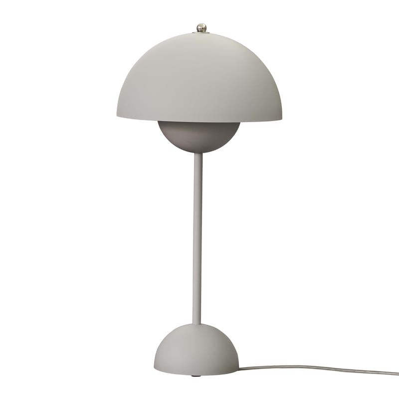 Luminaire - Lampes de table - Lampe de table Flowerpot VP3 métal gris / H 50 cm - By Verner Panton, 1968 - &tradition - Gris clair mat - Aluminium laqué