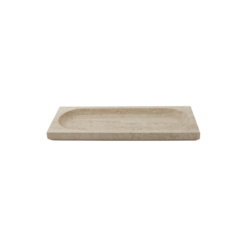 Table et cuisine - Plateaux et plats de service - Plateau Regina pierre beige / Vide-poches - Travertin / 40 x 16 cm - AYTM - Travertin beige - Pierre Travertin