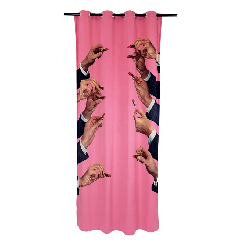 Tendances - Petits prix - Rideau Toiletpaper - Lipsticks Pink tissu rose / 140 x 280 cm - Seletti - Lipsticks Pink - Polyester