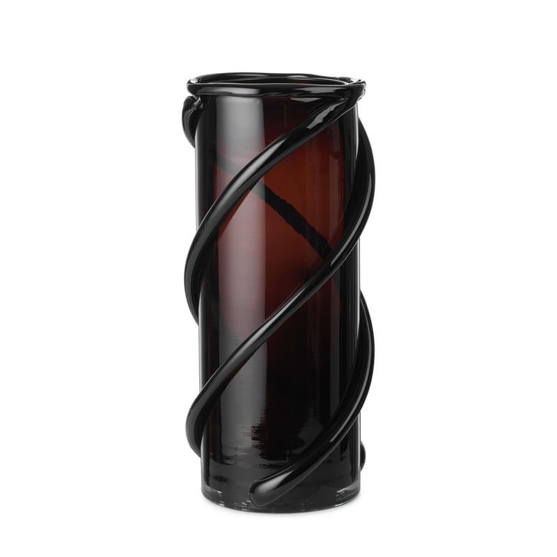 Décoration - Vases - Vase Entwine Large verre marron / soufflé bouche - H 31cm - Ferm Living - H 31 cm / Ambre foncé - Verre soufflé bouche