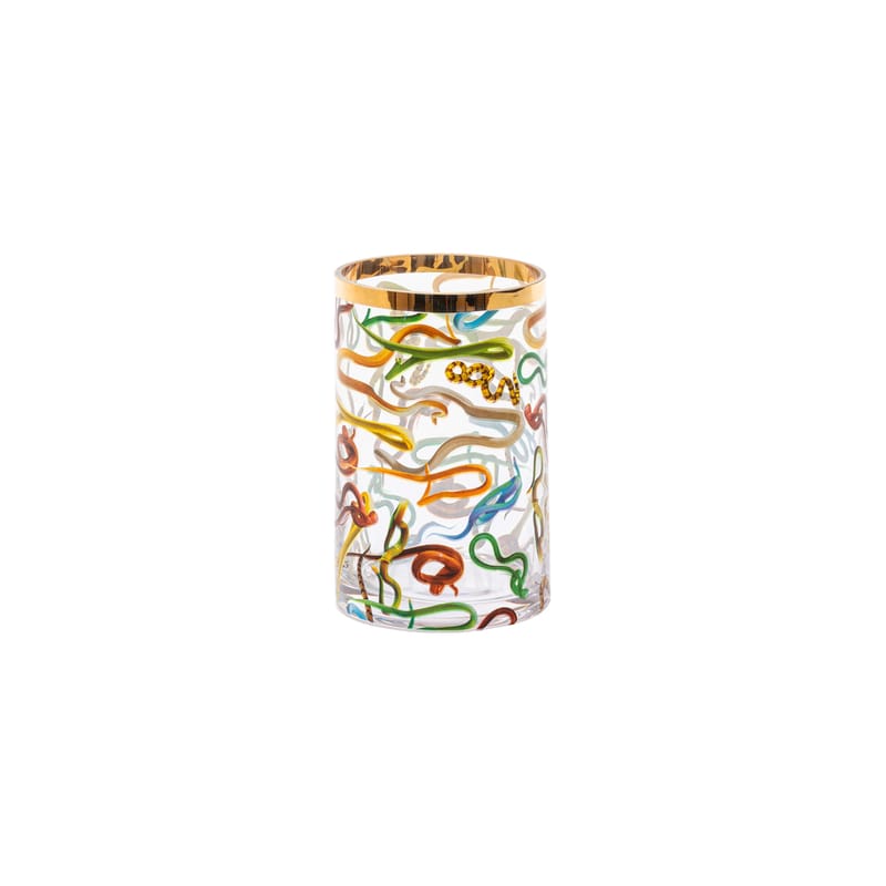 Interni - Vasi - Vaso Toiletpaper - Snakes vetro multicolore / Small - Ø 9 x H 14 cm / Dettagli oro 24K - Seletti - Snakes - Oro vero, Vetro