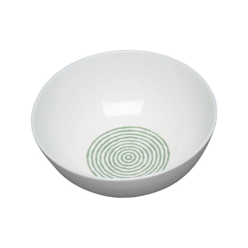 Tavola - Ciotole - Ciotola Acquerello ceramica bianco verde Ø 16,5 cm - Alessi - Bianco & verde - Porcellana Bone China