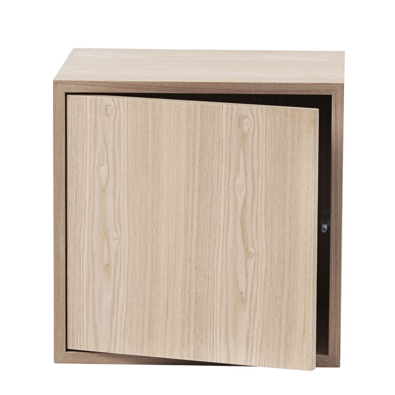 Mobilier - Etagères & bibliothèques - Etagère Stacked bois naturel / Medium carré 43x43 cm / Avec porte - Muuto - Chêne - MDF placage chêne