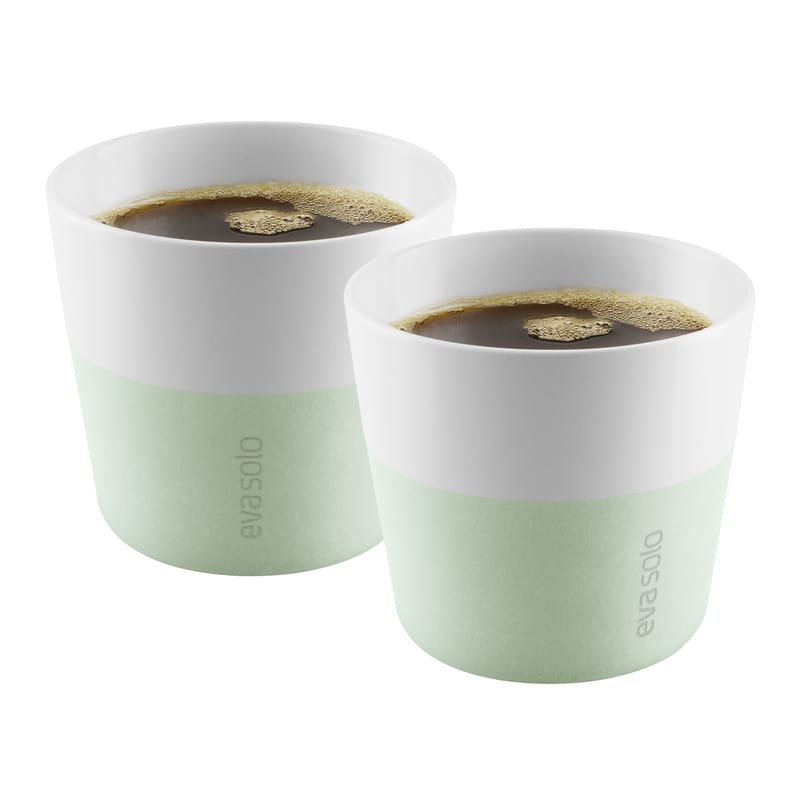 Table et cuisine - Tasses et mugs - Gobelet Lungo céramique vert / Set de 2 - 230 ml - Eva Solo - Vert eucalyptus - Porcelaine, Silicone