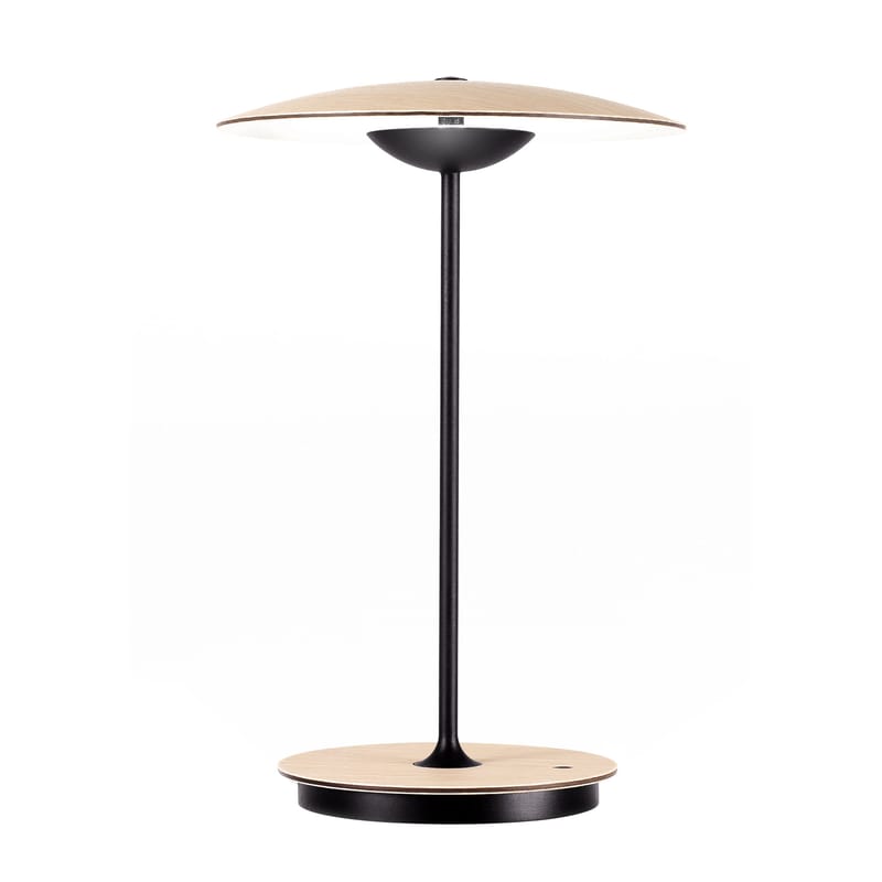 Illuminazione - Led - Lampada senza fili Ginger LED / H 30 cm - Legno & metallo - Marset - Rovere & Nero - Compensato di rovere, metallo laccato