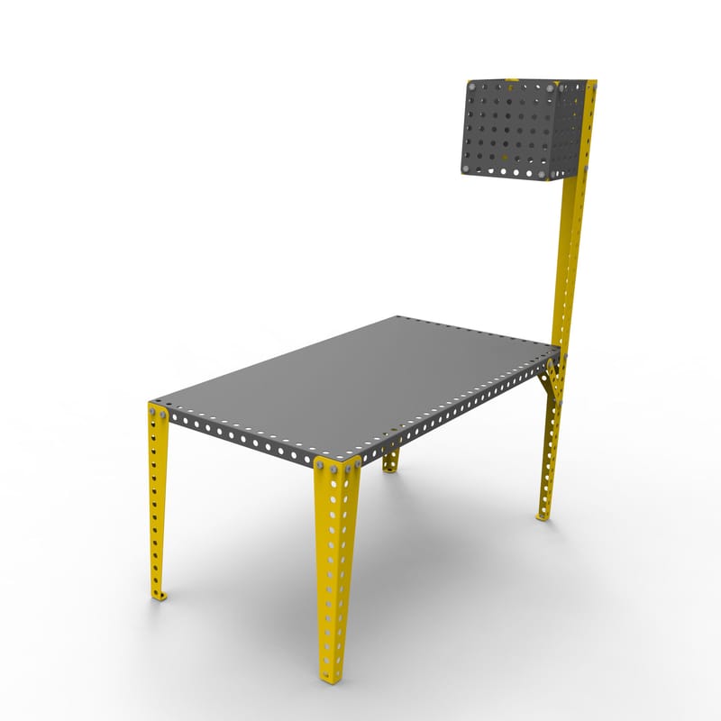 Luminaire - Lampadaires - Lampadaire  métal jaune gris noir à visser sur tables Meccano / H 180 cm - Meccano Home - Gris / Pied jaune - Acier peint