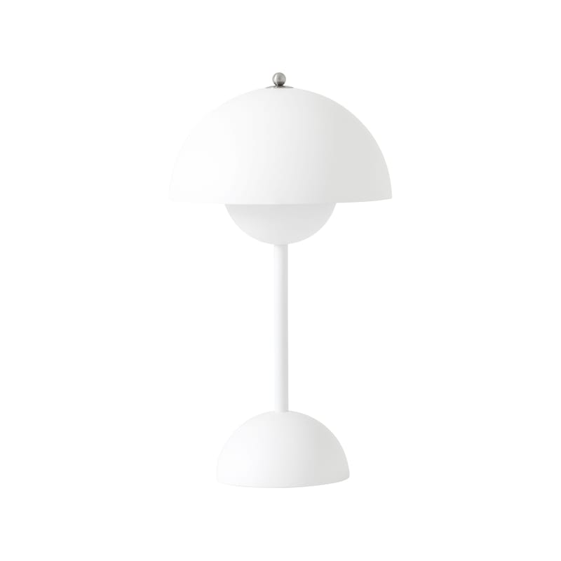 Luminaire - Lampes de table - Lampe sans fil rechargeable Flowerpot VP9 plastique blanc / Ø 16 x H 29 cm - Verner Panton, 1968 - &tradition - Blanc mat - Polycarbonate