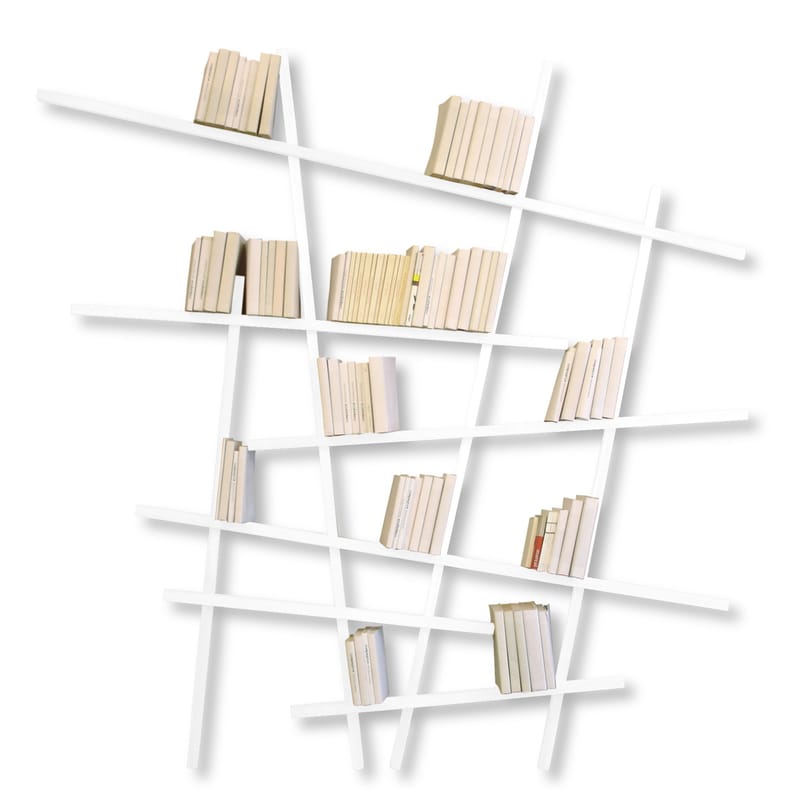 Mobilier - Etagères & bibliothèques - Bibliothèque Mikado Large bois blanc / L 215 x H 220 cm - Compagnie - Blanc - Hêtre laqué