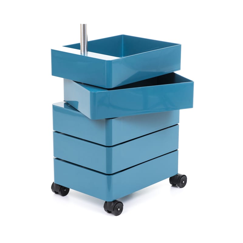 Mobilier - Mobilier Kids - Caisson à roulettes 360° plastique bleu / 5 tiroirs - Magis - Bleu - ABS laqué, Aluminium