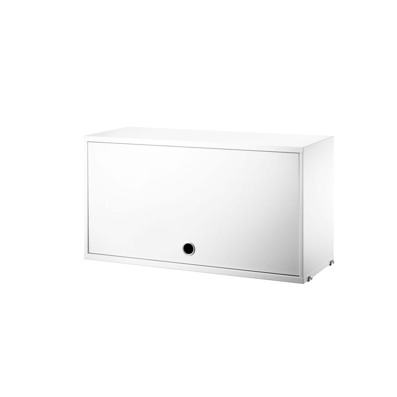 Mobilier - Etagères & bibliothèques - Caisson String® System bois blanc / 1 porte relevable - L 78 x P 30 cm - String Furniture - Blanc - MDF laqué