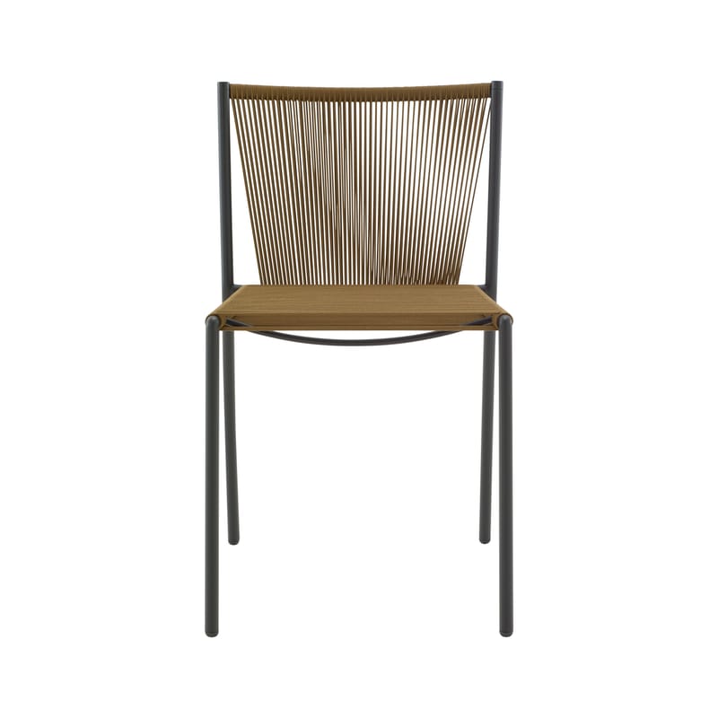 Mobilier - Chaises, fauteuils de salle à manger - Chaise empilable Stresa tissu beige / Corde polypropylène - Cinna - Beige - Acier, Corde en polypropylène