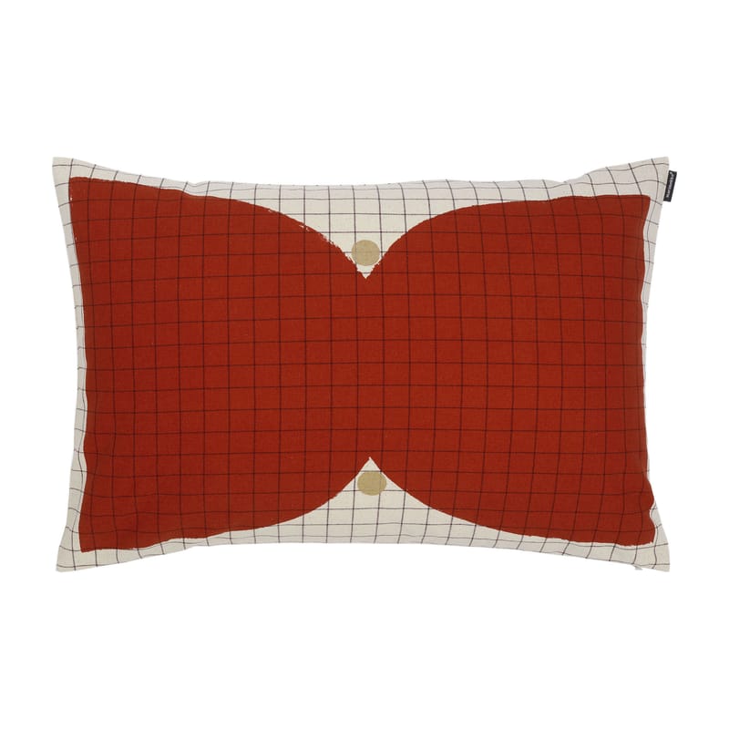 Décoration - Coussins - Housse de coussin Kalendi tissu rouge / 60 x 40 cm - Marimekko - Kalendi / Rouge, lin, or - Coton